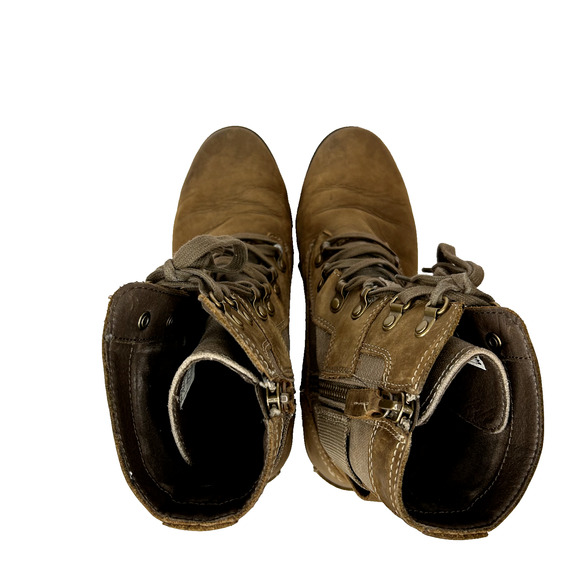 Sorel Emelie Conquest Boots Womens 7.5 Brown Combat Leather Utility Gorpcore - Picture 4 of 9